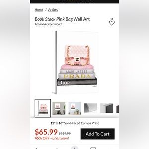 Amanda Greenwood book stack pink bag art print on wood